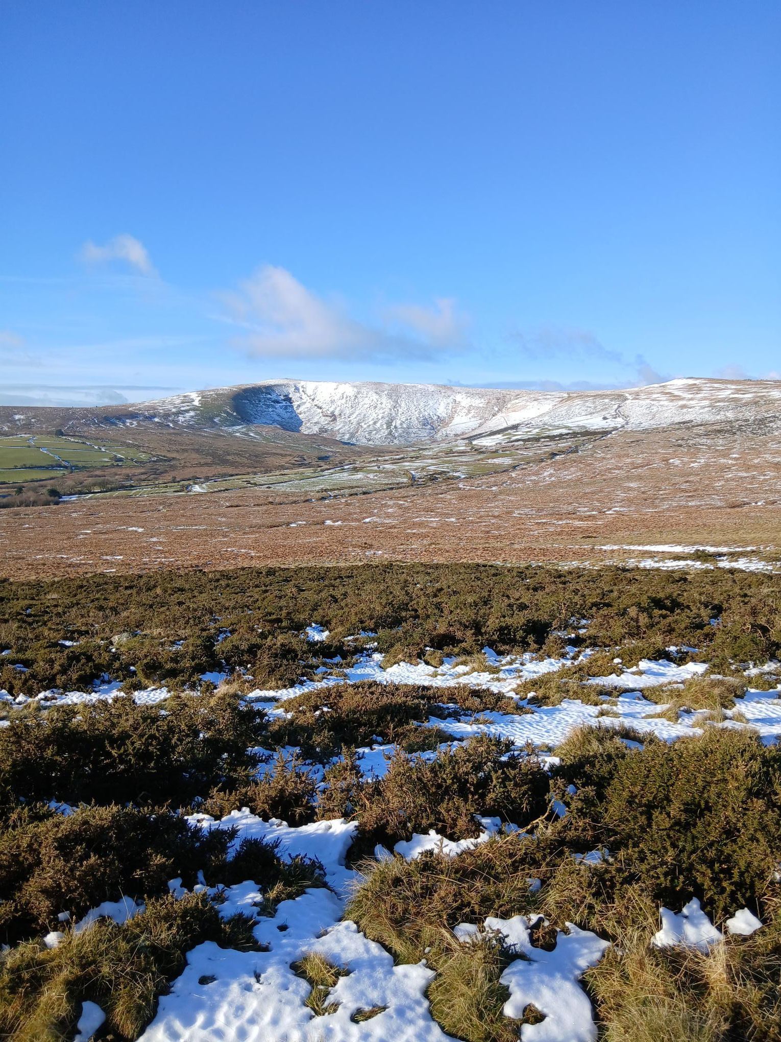 Path around Tal Mynydd, looking across at Foel Cwmcerwyn in its winter coat.